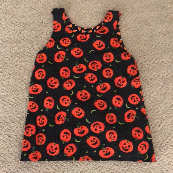 Candy Corn/ Pumpkin Halloween Girls Jumper Reversible dress - Picture 2 of 12
